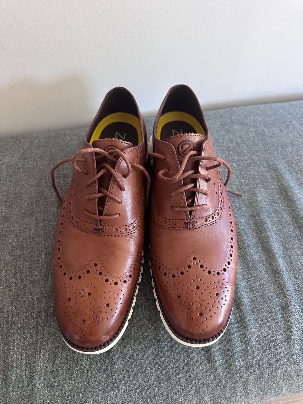COLE HAAN Zerogrand Wingtip Oxford Shoes Men's Size 11 British Tan
